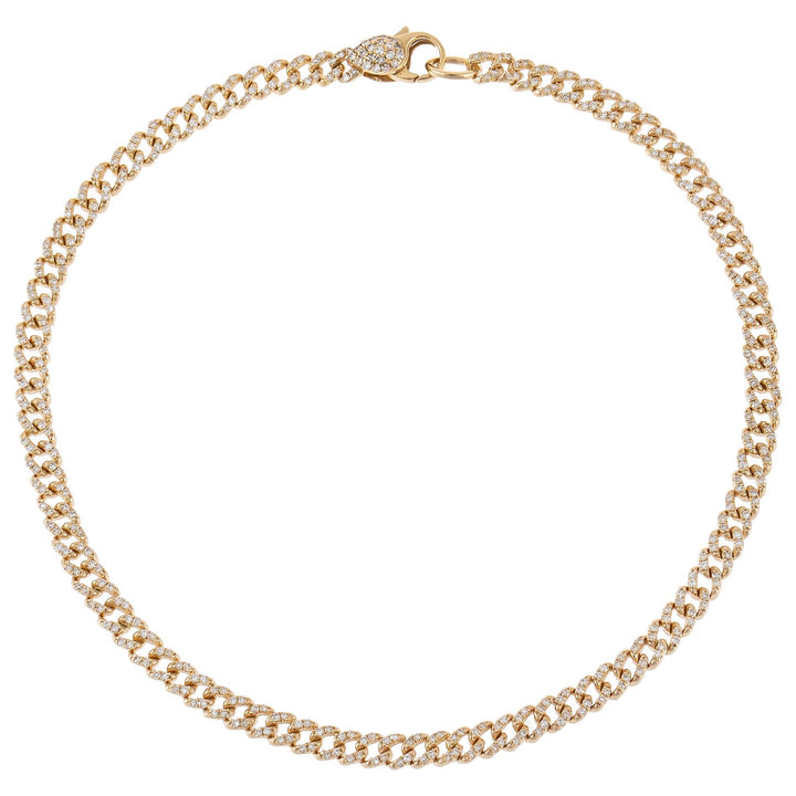 14K Gold / 9" Diamond Clasp Cuban Chain Anklet 14K - Adina Eden's Jewels