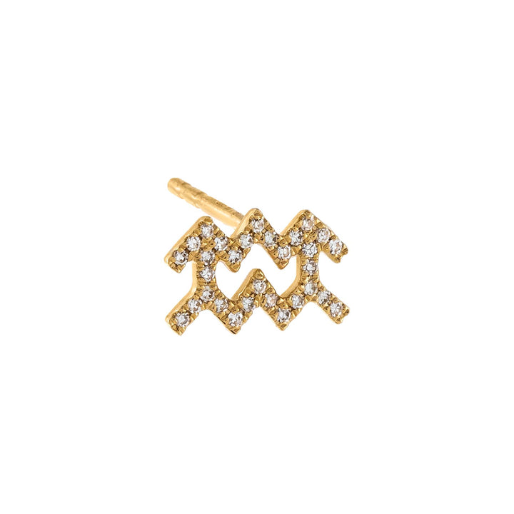 14K Gold / Aquarius Diamond Zodiac Stud Earring 14K - Adina Eden's Jewels