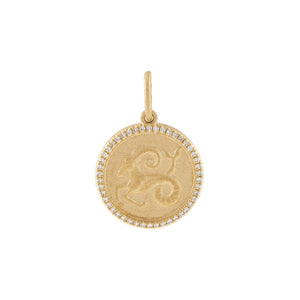 14K Gold / Aries Diamond Zodiac Coin Charm 14K - Adina Eden's Jewels