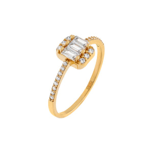 14K Gold / 8 CZ Baguette Thin Ring 14K - Adina Eden's Jewels