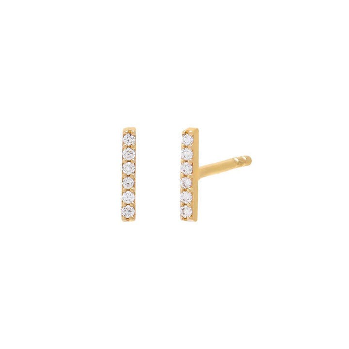 14K Gold / 7MM / Pair Tiny Diamond Bar Stud Earring 14K - Adina Eden's Jewels