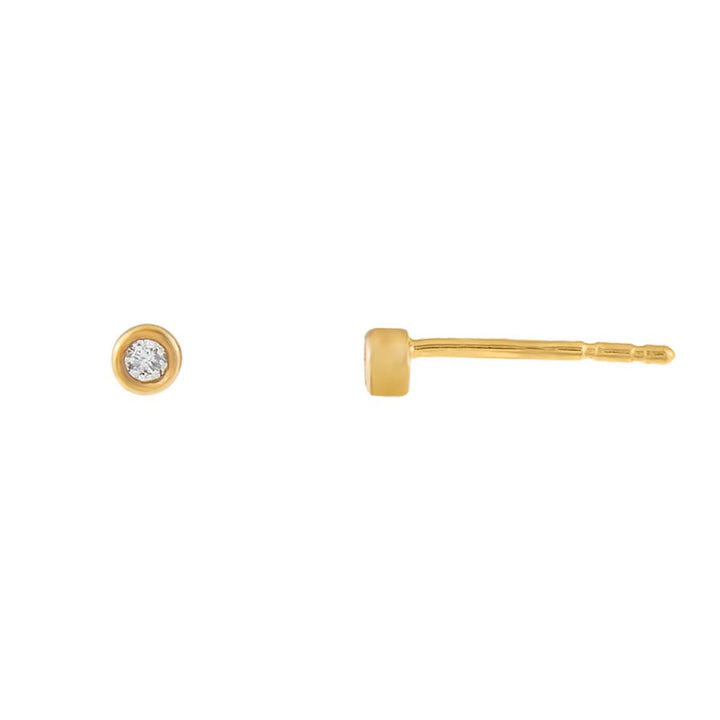 14K Gold Bezel Set Diamond Stud Earring 14K - Adina Eden's Jewels
