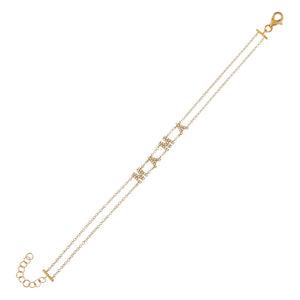 14K Gold Diamond Mini Mama Double Chain Bracelet 14K - Adina Eden's Jewels