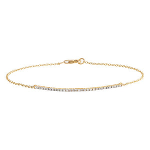 14K Gold Dainty Diamond Pavé Bar Bracelet 14K - Adina Eden's Jewels