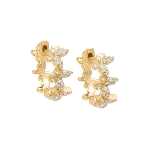 14K Gold / Pair Diamond Pavé Multi Butterfly Huggie Earring 14K - Adina Eden's Jewels