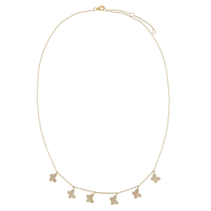  Diamond Dangling Multi Butterfly Necklace 14K - Adina Eden's Jewels