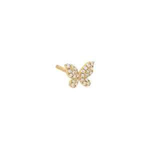 14K Gold / Single Diamond Mini Butterfly Stud Earring 14K - Adina Eden's Jewels