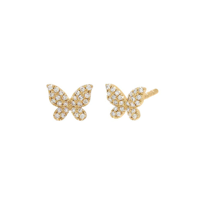 14K Gold / Pair Diamond Mini Butterfly Stud Earring 14K - Adina Eden's Jewels