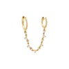 14K Gold / Single 3 Prong Diamond Chain Double Huggie Earring 14K - Adina Eden's Jewels