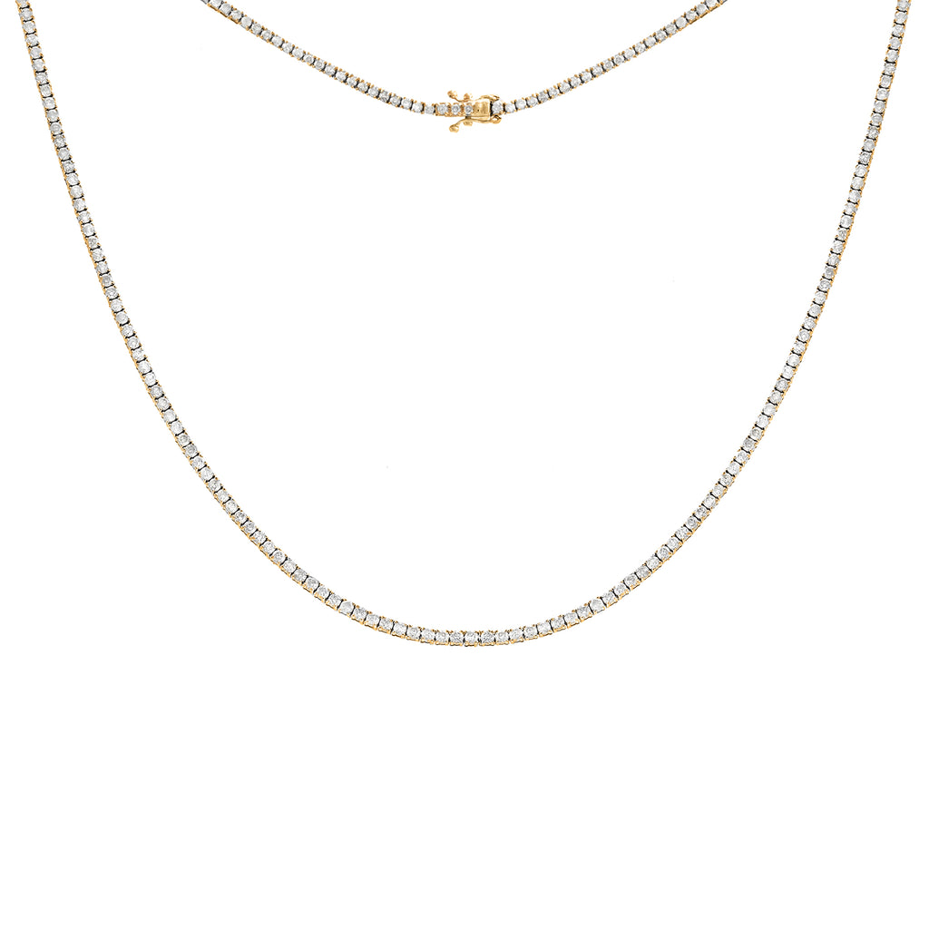14K Gold / 16IN 3 Carat Diamond Four Prong Tennis Necklace 14K - Adina Eden's Jewels