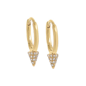 14K Gold / Pair Diamond Point Huggie Earring 14K - Adina Eden's Jewels
