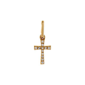 14K Gold / Single Diamond Cross Charm 14K - Adina Eden's Jewels