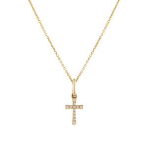 14K Gold Diamond Cross Pendant Necklace 14K - Adina Eden's Jewels