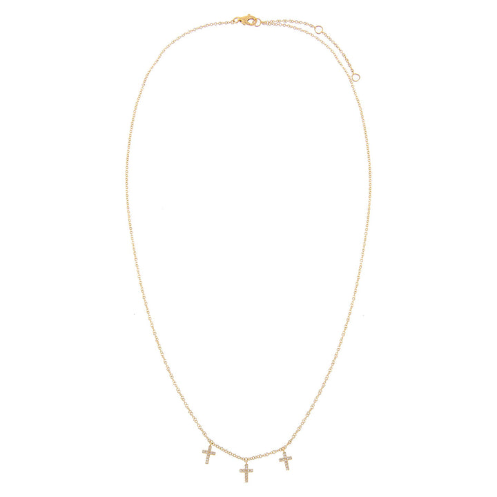  Triple Diamond Cross Necklace 14K - Adina Eden's Jewels