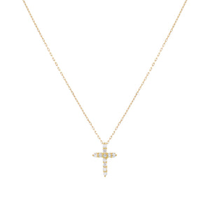 14K Gold Diamond Cross Necklace 14K - Adina Eden's Jewels