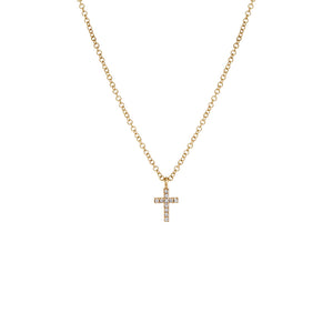 14K Gold Diamond Pave Cross Necklace 14K - Adina Eden's Jewels
