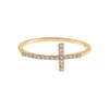  Diamond Elongated Cross Ring 14K - Adina Eden's Jewels