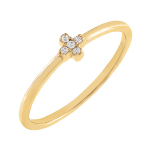 14K Gold / 7 Diamond Mini Cross Ring 14K - Adina Eden's Jewels