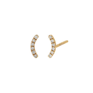 14K Gold / Single Petite Diamond Pave Half Circle Stud Earring 14K - Adina Eden's Jewels