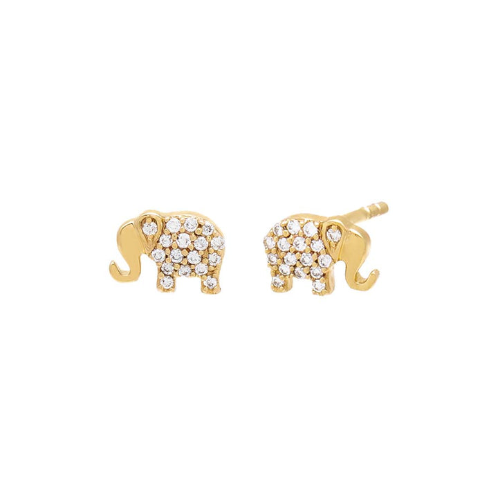 14K Gold / Pair Tiny Diamond Elephant Stud Earring 14K - Adina Eden's Jewels