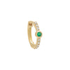 Emerald Green / Single Diamond Gemstone Bezel Huggie Earring 14K - Adina Eden's Jewels