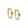 Emerald Green / Pair Diamond Gemstone Bezel Huggie Earring 14K - Adina Eden's Jewels