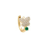 14K Gold / Single Diamond Butterfly Emerald  Huggie Earring 14K - Adina Eden's Jewels