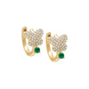 14K Gold / Pair Diamond Butterfly Emerald  Huggie Earring 14K - Adina Eden's Jewels