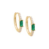 Emerald Green / Pair Colored Baguette CZ Hoop Earring 14K - Adina Eden's Jewels