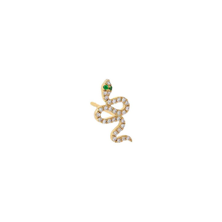 14K Gold / Single Diamond Pavé Snake Stud Earring 14K - Adina Eden's Jewels