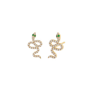 14K Gold / Pair Diamond Pavé Snake Stud Earring 14K - Adina Eden's Jewels
