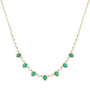 Emerald Green Diamond Emerald Green Teardrop Necklace 14K - Adina Eden's Jewels