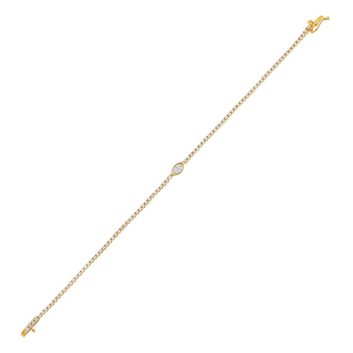 14K Gold / Marquise Assorted Diamond Shape Tennis Bracelet 14K - Adina Eden's Jewels
