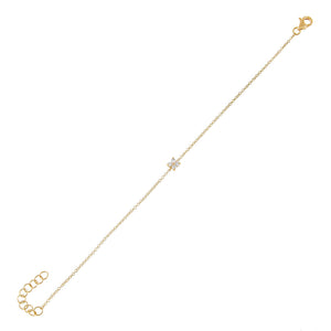 14K Gold Diamond Itty Bitty Flower Bracelet 14K - Adina Eden's Jewels