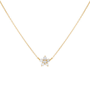 14K Gold Diamond Mini Flower Necklace 14K - Adina Eden's Jewels