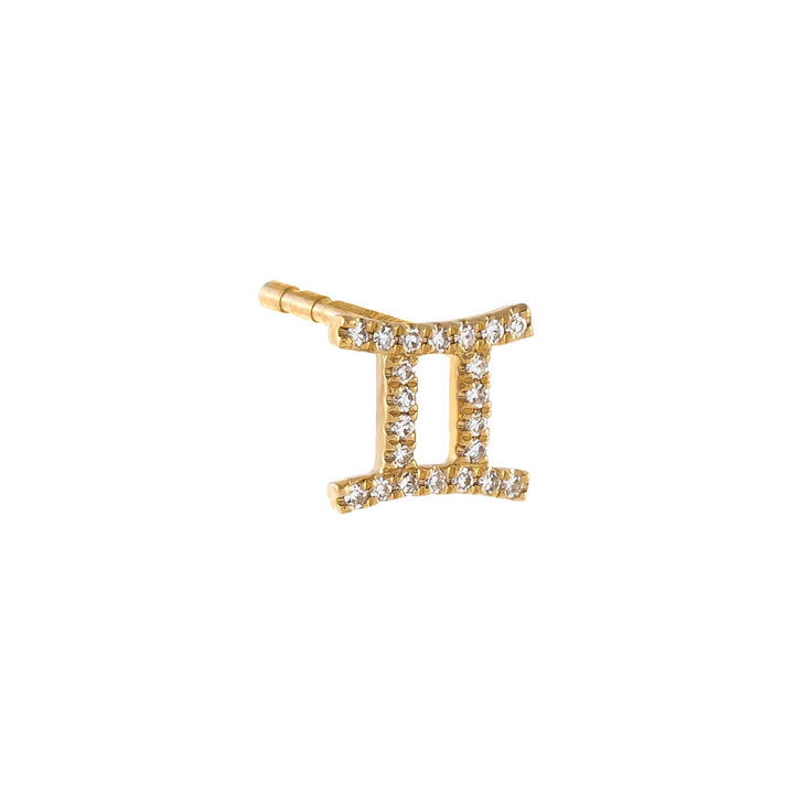 14K Gold / Gemini Diamond Zodiac Stud Earring 14K - Adina Eden's Jewels