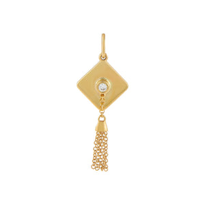 14K Gold Diamond Grad Hat With Tassel Charm 14K - Adina Eden's Jewels