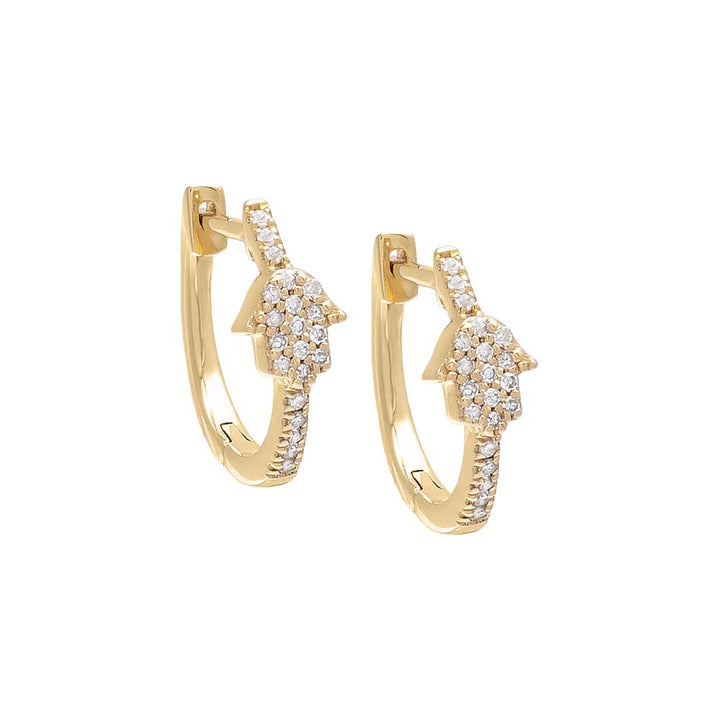  Tiny Diamond Hamsa Huggie Earring 14K - Adina Eden's Jewels