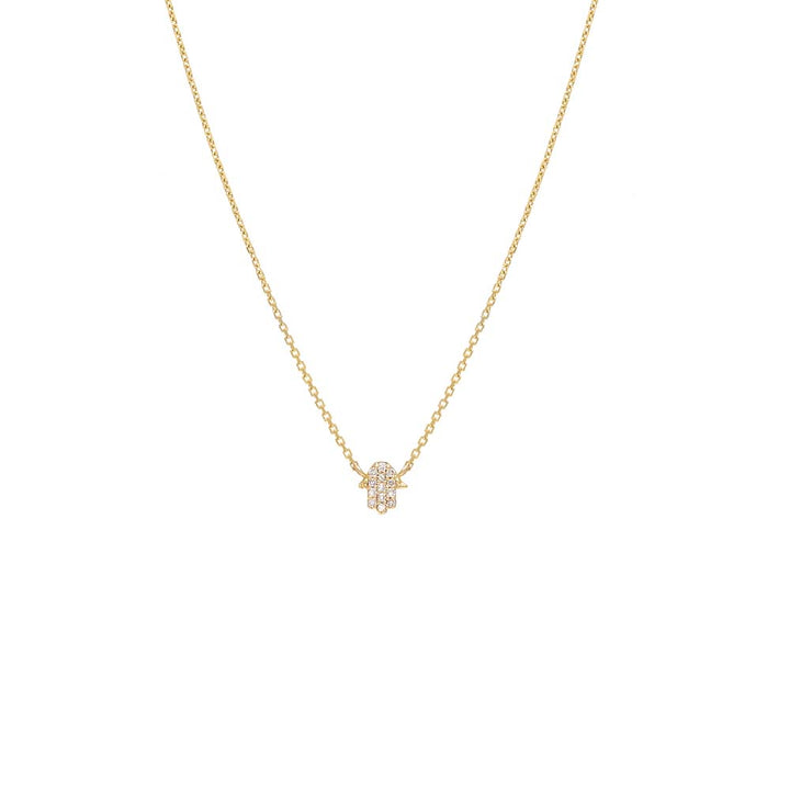 14K Gold Petite Diamond Hamsa Necklace 14K - Adina Eden's Jewels