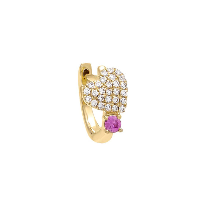 14K Gold / Single Diamond Heart Huggie Earring 14K - Adina Eden's Jewels