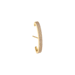 14K Gold / Single Diamond Triple Row Hook Earring 14K - Adina Eden's Jewels