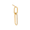 14K Gold / Single Diamond Oval Link Drop Stud Earring 14K - Adina Eden's Jewels