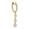 14K Gold / Single Diamond Bezel Drop Huggie Earring 14K - Adina Eden's Jewels