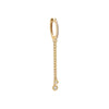 14K Gold / Single Diamond Dangling Double Bezel Chain Huggie Earring 14K - Adina Eden's Jewels