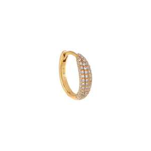 14K Gold / Single Diamond Pavé Hollow Dome Huggie Earring 14K - Adina Eden's Jewels