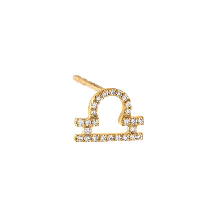 14K Gold / Libra Diamond Zodiac Stud Earring 14K - Adina Eden's Jewels