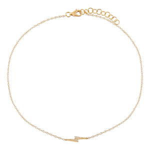 14K Gold Diamond Pavé Lightning Bolt Anklet 14K - Adina Eden's Jewels