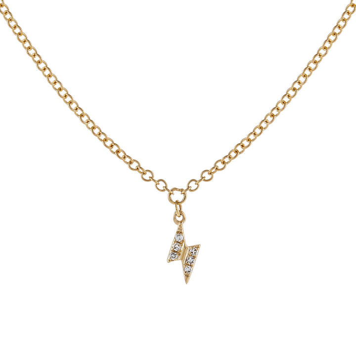 14K Gold Diamond Tiny Lightning Bolt Necklace 14K - Adina Eden's Jewels