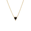 14K Gold / Onyx Mini Diamond Pave Outline Stone Heart Necklace 14K - Adina Eden's Jewels
