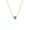 14K Gold / Turquoise Mini Diamond Pave Outline Stone Heart Necklace 14K - Adina Eden's Jewels